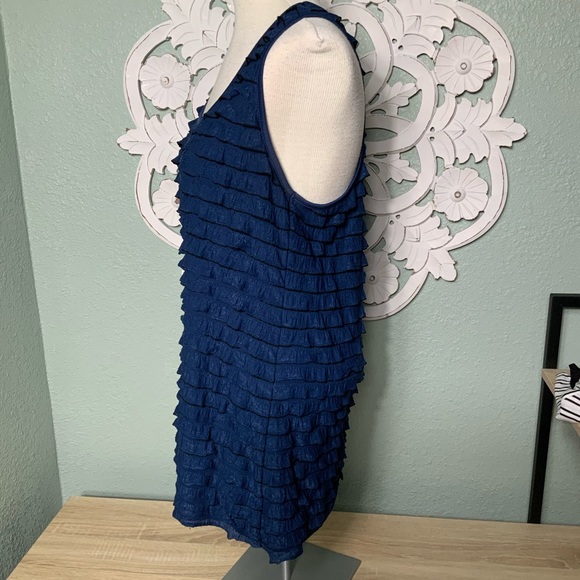 INC Blue ruffled racerback Tunic blouse size xl - Picture 4 of 8